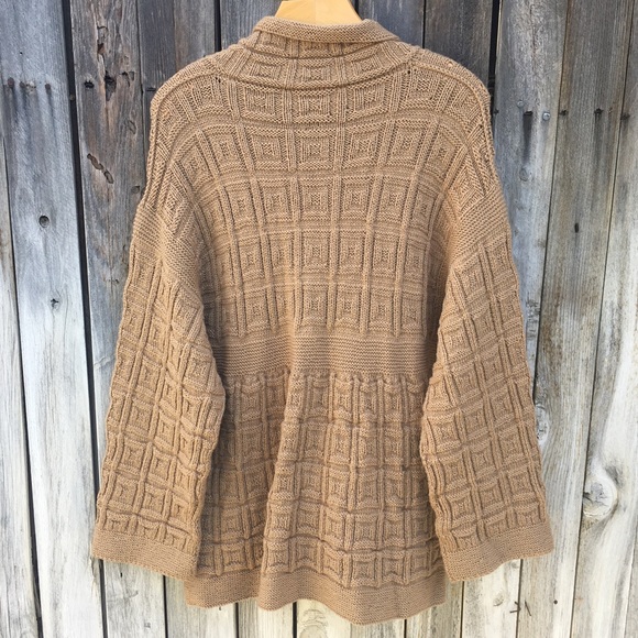 Marion Foale Handknit Wool Cardigan Camel Tan XL - Picture 7 of 15